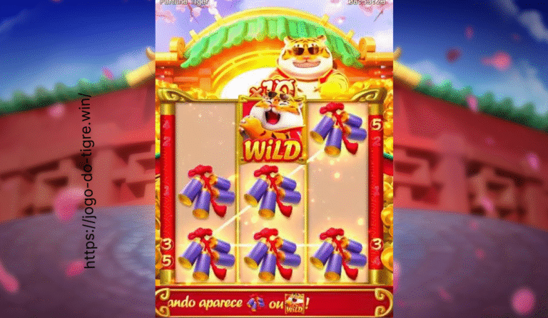 Vitória no Fortune Tiger com símbolos de fogos de artifício e WILD.
